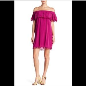 1.State Tahiti Tassel Trim Off Shoulder Dress Size XS NWT